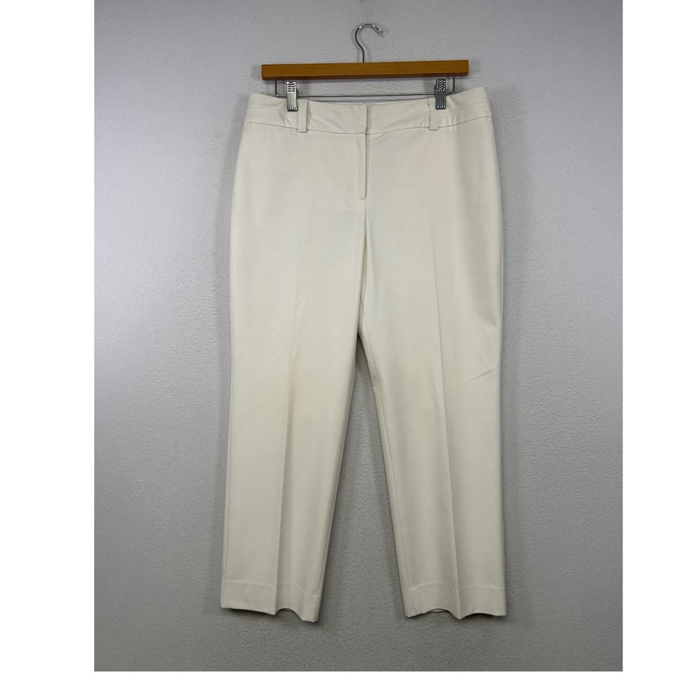 Quiet Luxury Talbots Womens 10P Ivory Stretch Lined Straight Leg Dress Pants‎